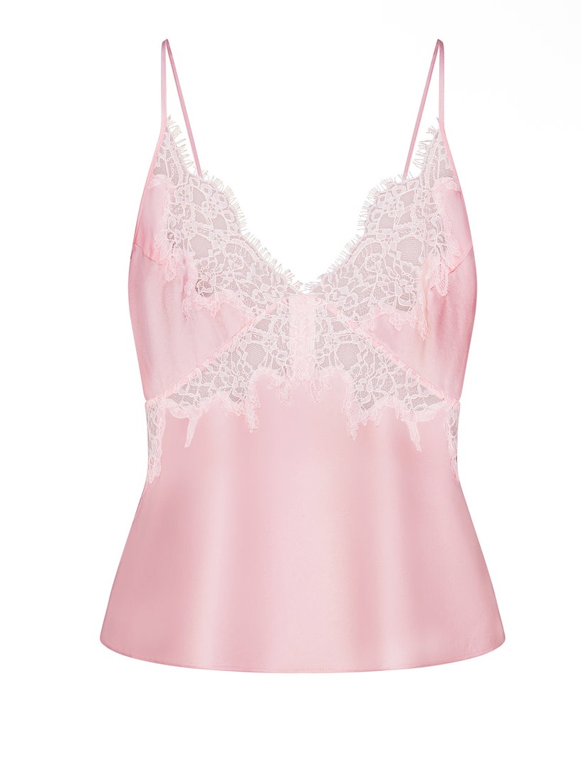 Skims Lace Cami In Peony Tonal Pink Silk & Lace Lounge Sleep Tank New Size Large